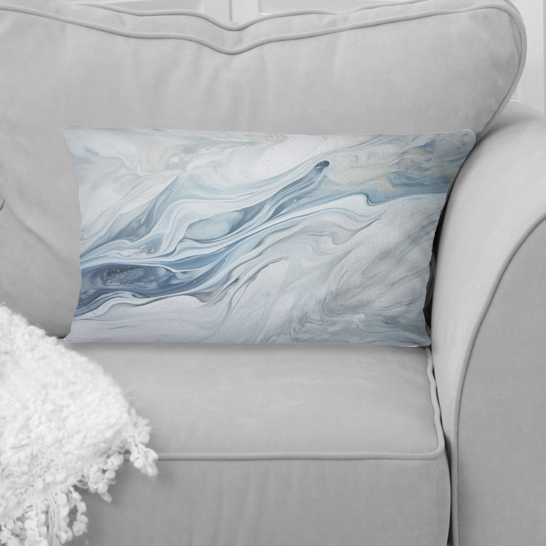 Grey And Blue Glacier Charm Liquid Art - Glacier Throw Pillow
