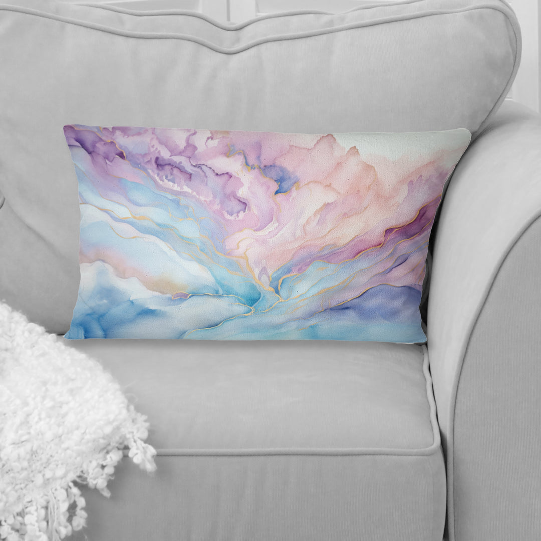 Pink And Blue Glacier Sunrise - Abstract Shapes Throw Pillow