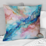 Pink And Blue Glacier Sunrise I - Abstract Shapes Throw Pillow