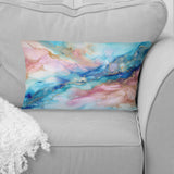 Pink And Blue Glacier Sunrise I - Abstract Shapes Throw Pillow