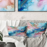 Pink And Blue Glacier Sunrise I - Abstract Shapes Throw Pillow
