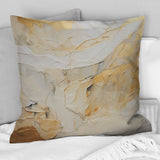 Beige And Gold Glacier Stone Simplicity II - Abstract Shapes Throw Pillow