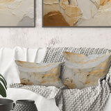 Beige And Gold Glacier Stone Simplicity II - Abstract Shapes Throw Pillow