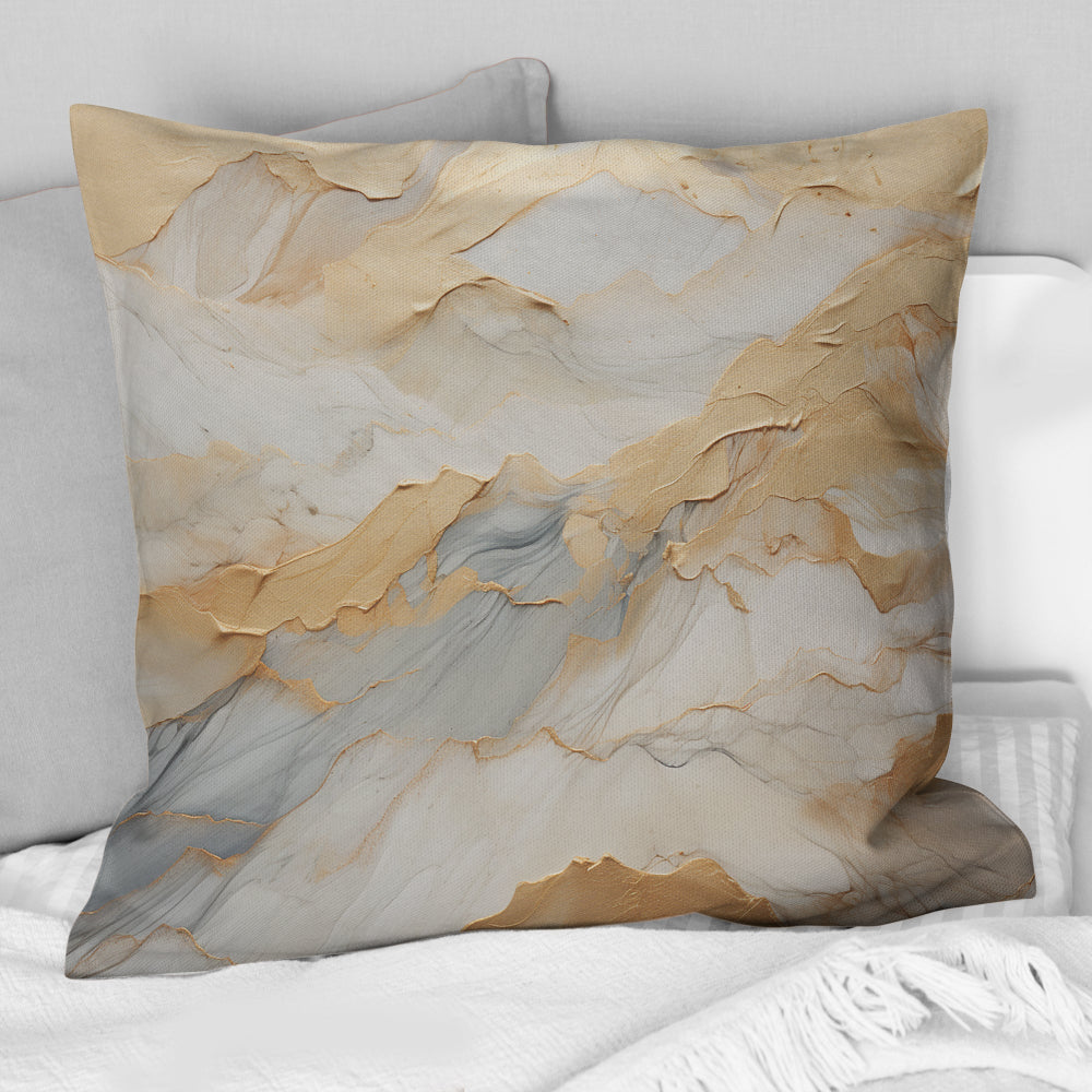 Beige And Gold Glacier Stone Art III - Abstract Shapes Throw Pillow