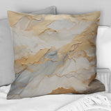 Beige And Gold Glacier Stone Art III - Abstract Shapes Throw Pillow