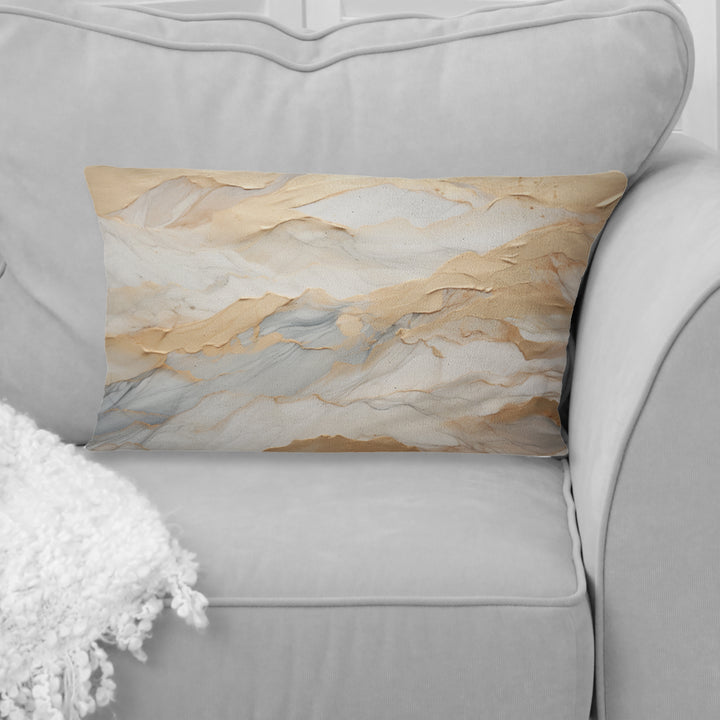 Beige And Gold Glacier Stone Art III - Abstract Shapes Throw Pillow