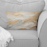 Beige And Gold Glacier Stone Art III - Abstract Shapes Throw Pillow