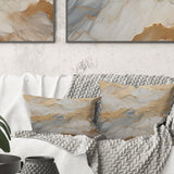 Beige And Gold Glacier Stone Art III - Abstract Shapes Throw Pillow