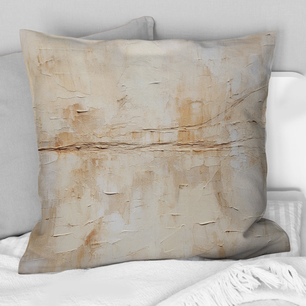 Beige And White Timeless Minimalism - Abstract Painting Throw Pillow