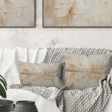 Beige And White Timeless Minimalism - Abstract Painting Throw Pillow