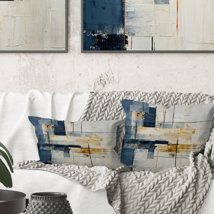 Blue And White Timeless Minimalism I - Abstract Painting Throw Pillow
