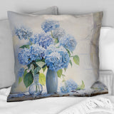 Blue Hydrangea Farmhouse Still Life - Hydrangea Throw Pillow
