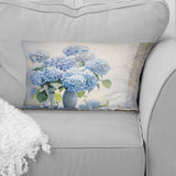 Blue Hydrangea Farmhouse Still Life - Hydrangea Throw Pillow