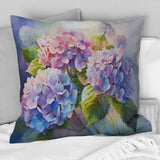 Pink And Purple Hydrangea Sunset - Hydrangea Throw Pillow