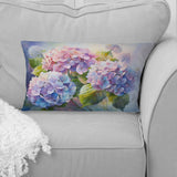 Pink And Purple Hydrangea Sunset - Hydrangea Throw Pillow