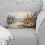 Lakeside Fall Foliage Serenity II - Lake River Throw Pillow