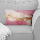 Minimalism Pink And Gold Horizon I - Abstract Painting Throw Pillow