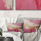 Minimalism Pink And Gold Horizon I - Abstract Painting Throw Pillow