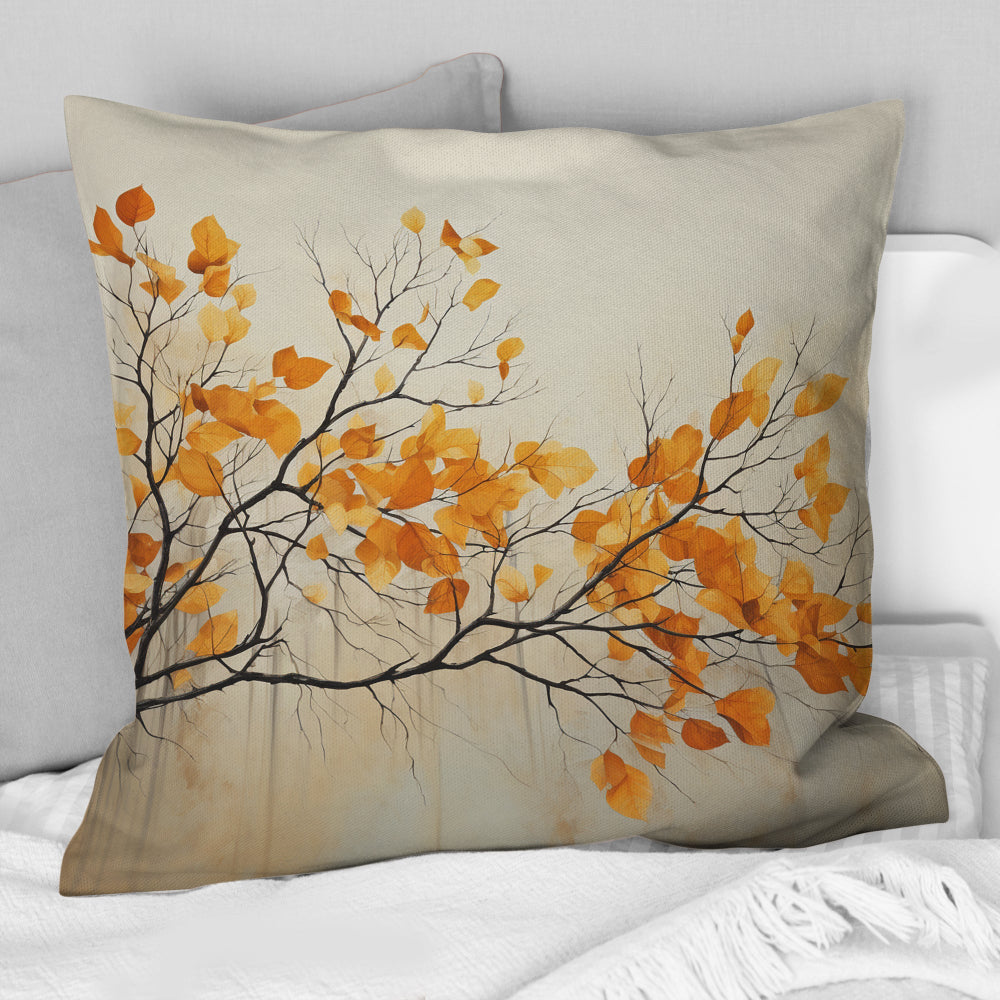 Amber Autumn Leaves - Leaves Throw Pillow
