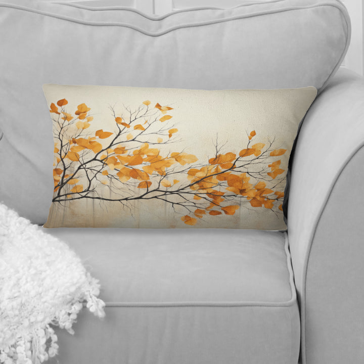 Amber Autumn Leaves - Leaves Throw Pillow