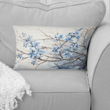 Blue And Grey Leave On Branch - Leaves Throw Pillow
