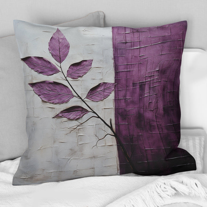 Purple Leaves Plum Precision - Leaves Throw Pillow