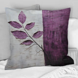 Purple Leaves Plum Precision - Leaves Throw Pillow