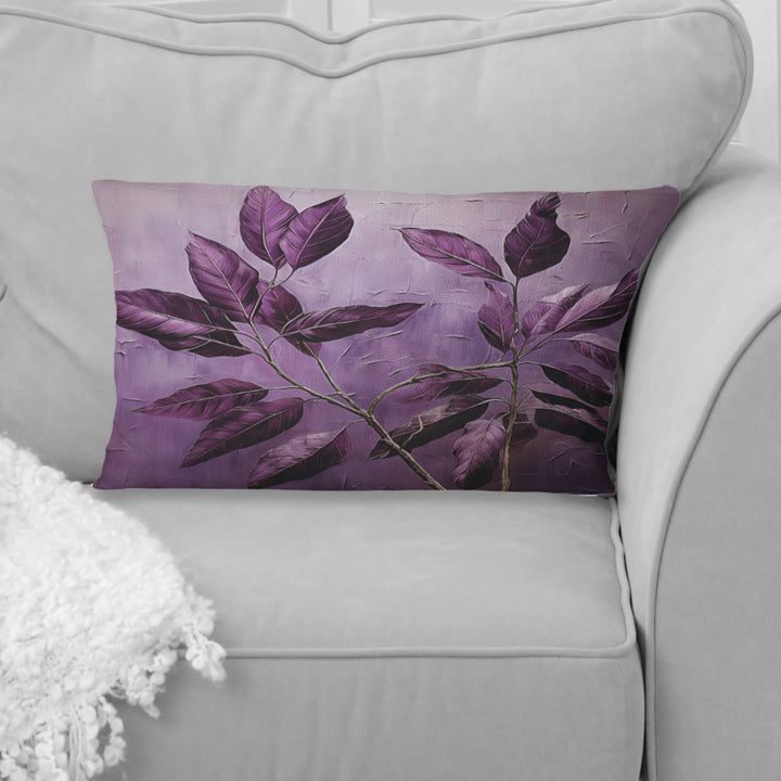 Purple Leaves Plum Precision II - Leaves Throw Pillow