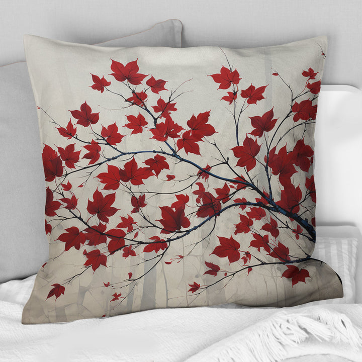 Red Leaves Scarlet Simplicity - Leaves Throw Pillow