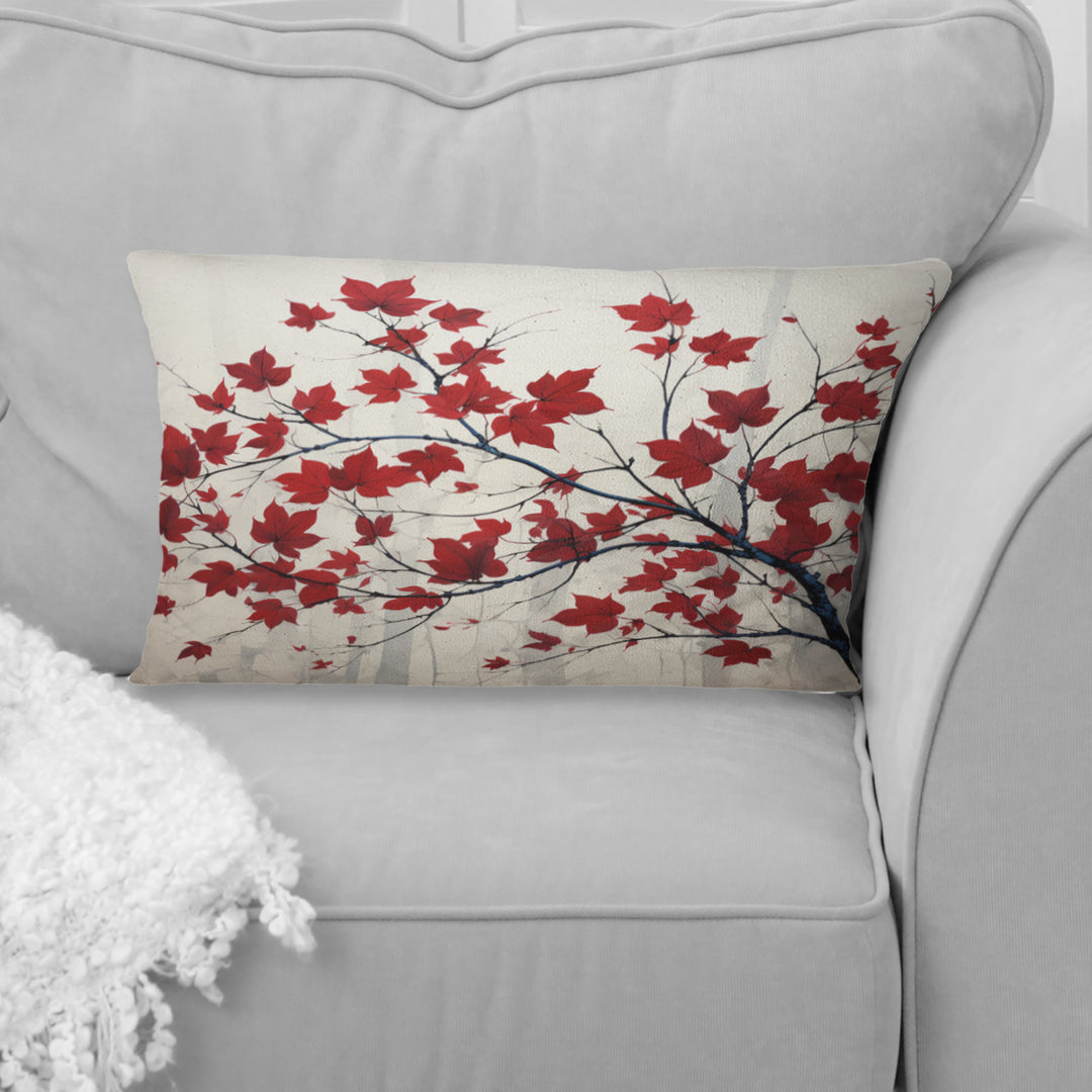 Red Leaves Scarlet Simplicity - Leaves Throw Pillow