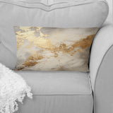 Beige And Gold Marble Lightning III - Abstract Shapes Throw Pillow