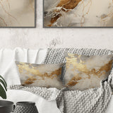 Beige And Gold Marble Lightning III - Abstract Shapes Throw Pillow