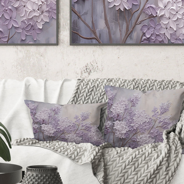 Blooming Lilac Melody I - Lilacs Throw Pillow