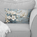 Blue And Gold Painted Magnolias VI - Magnolias Throw Pillow