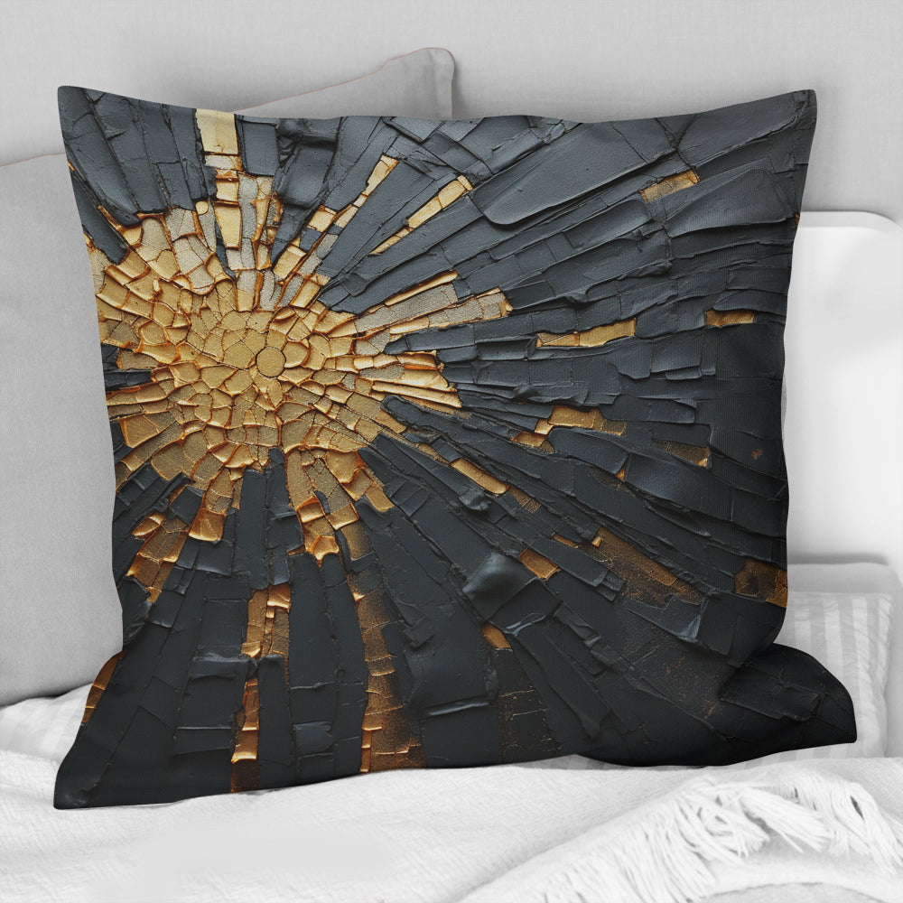 Black And Gold Abstract Meditation II - Abstract Painting Throw Pillow
