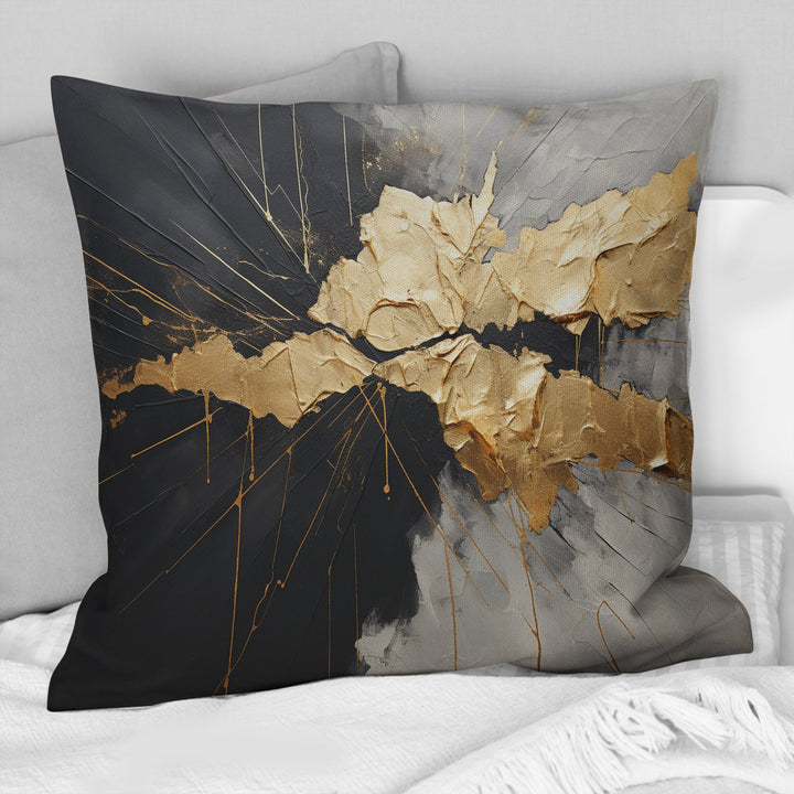 Black And Gold Abstract Meditation I - Abstract Painting Throw Pillow