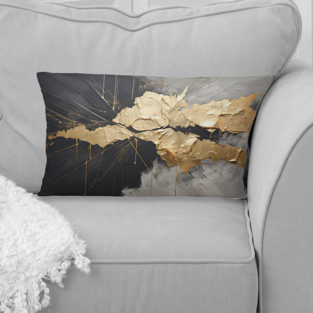Black And Gold Abstract Meditation I - Abstract Painting Throw Pillow