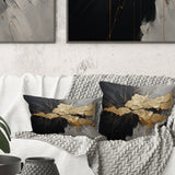 Black And Gold Abstract Meditation I - Abstract Painting Throw Pillow