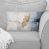 White And Blue Paint Fusion - Abstract Painting Throw Pillow