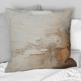Beige And Brown Paint Fusion - Abstract Painting Throw Pillow