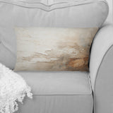 Beige And Brown Paint Fusion - Abstract Painting Throw Pillow