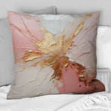 Gold And Pink Paint Fusion - Abstract Painting Throw Pillow