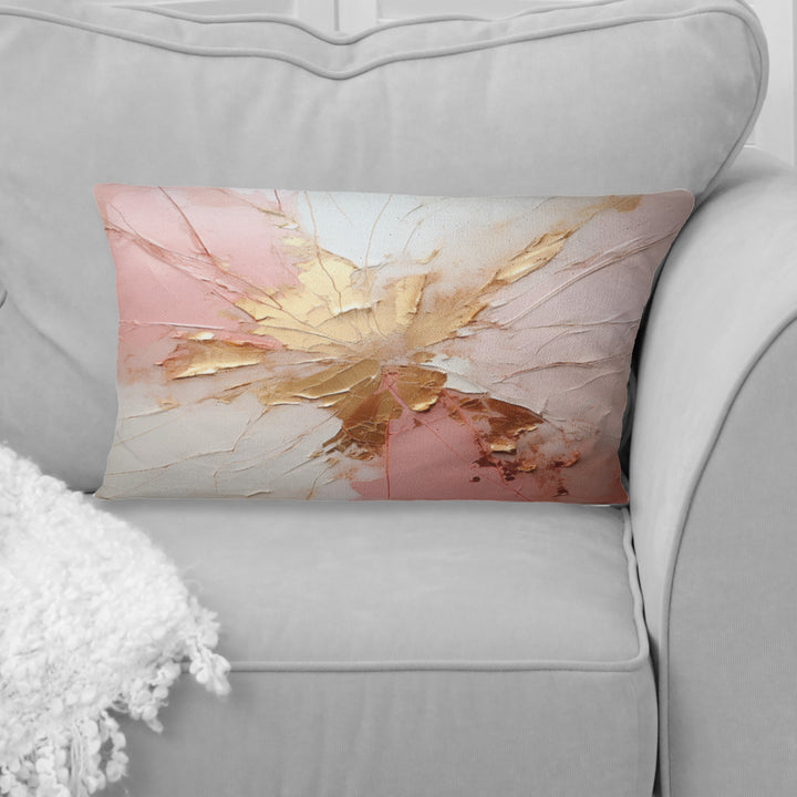 Gold And Pink Paint Fusion - Abstract Painting Throw Pillow