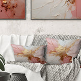 Gold And Pink Paint Fusion - Abstract Painting Throw Pillow