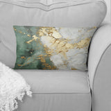 Gold And Green Paint Fusion - Abstract Painting Throw Pillow