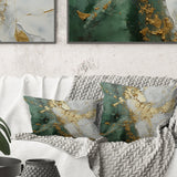 Gold And Green Paint Fusion - Abstract Painting Throw Pillow