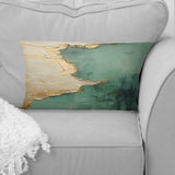 Gold And Green Paint Fusion II - Abstract Painting Throw Pillow