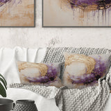 Gold And Purple Lunar Spiral - Abstract Painting Throw Pillow