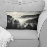 Mysterious Misty Mountain Morning - Minimalism Throw Pillow