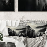 Mysterious Misty Mountain Morning - Minimalism Throw Pillow